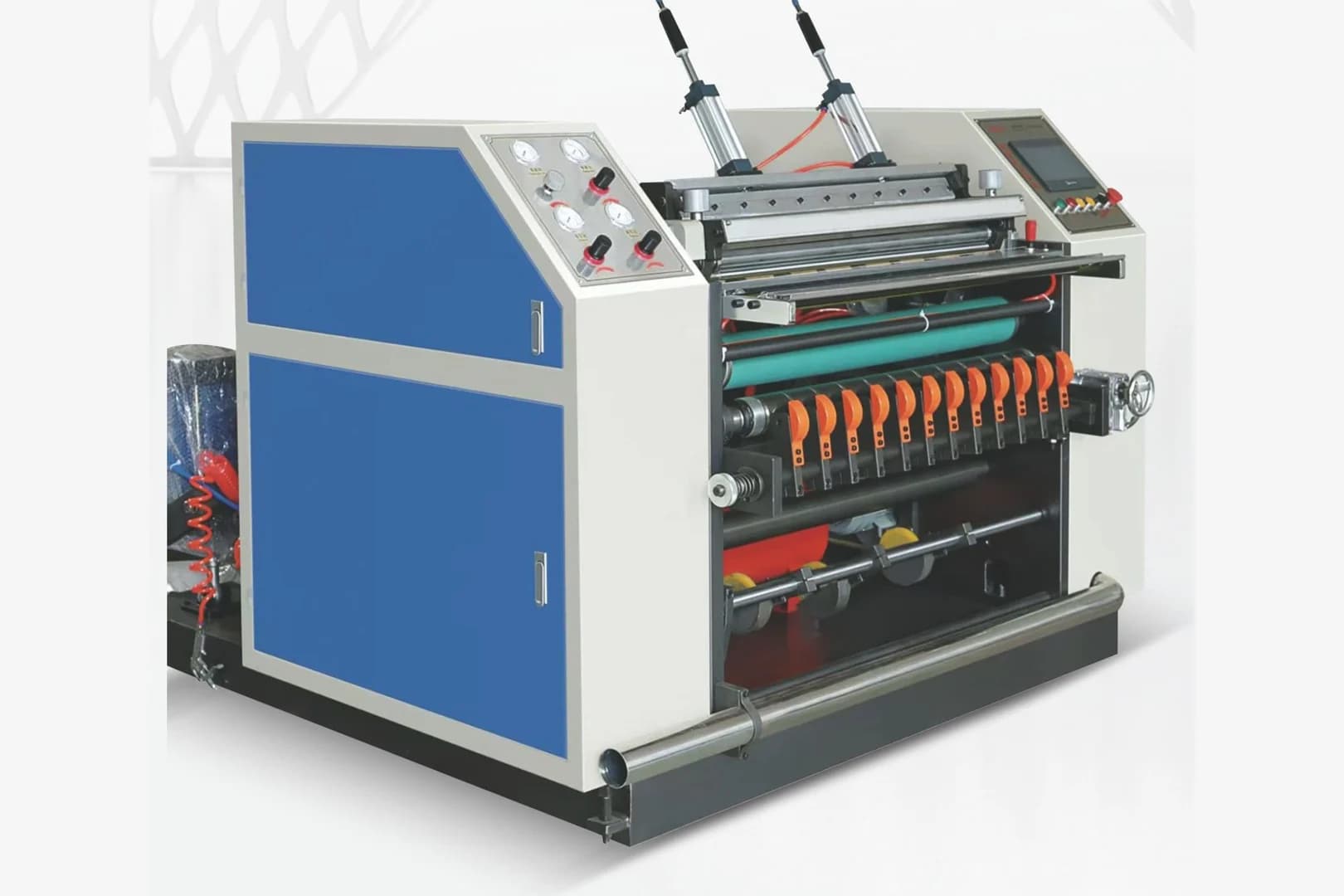 An automatic thermal paper slitting and rewinding machine